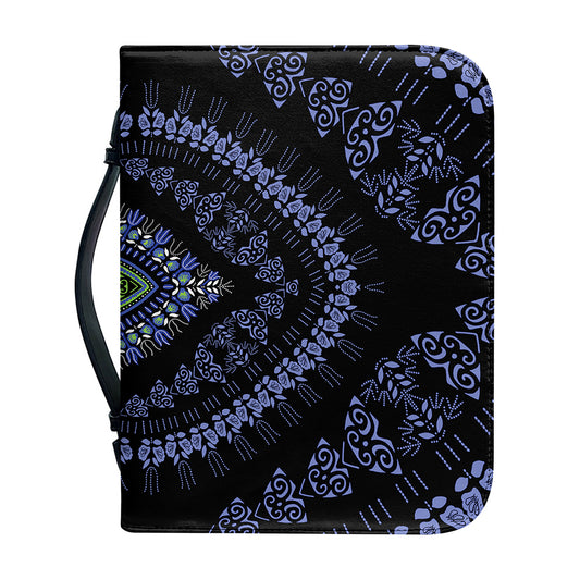 Blue And Black African Dashiki Print Leather Bible Cover