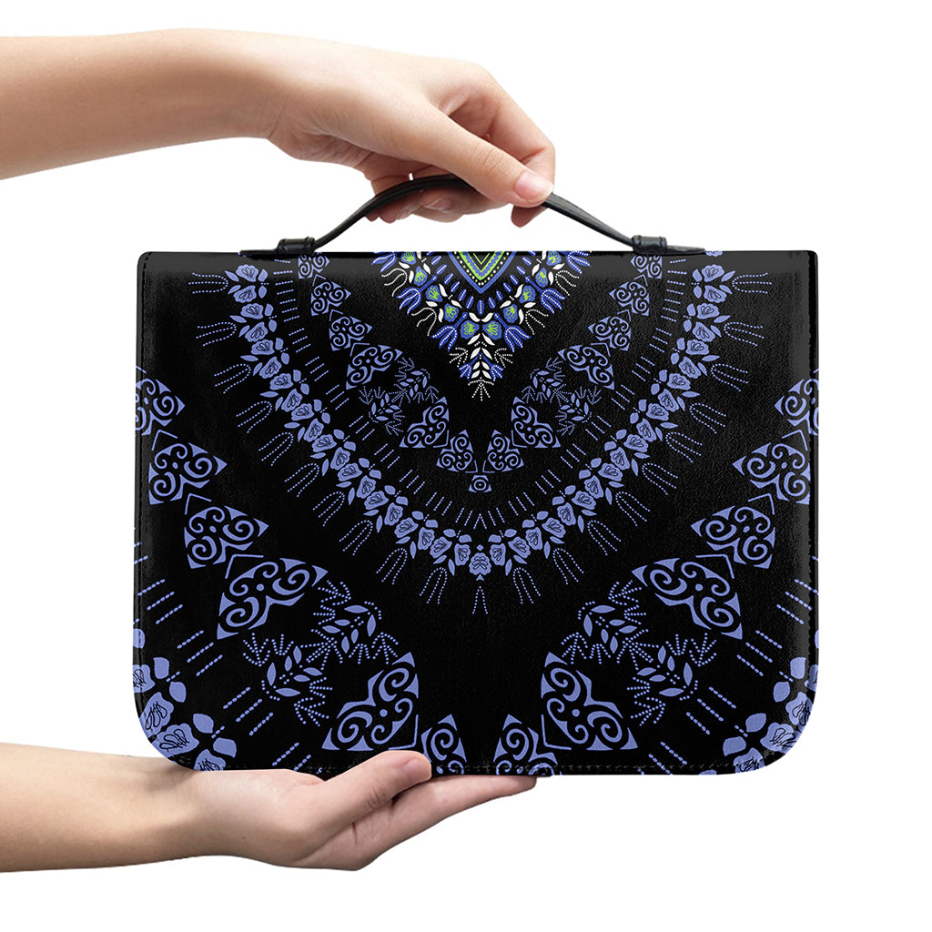 Blue And Black African Dashiki Print Leather Bible Cover
