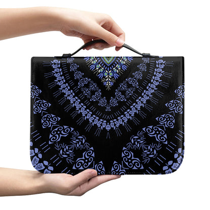 Blue And Black African Dashiki Print Leather Bible Cover