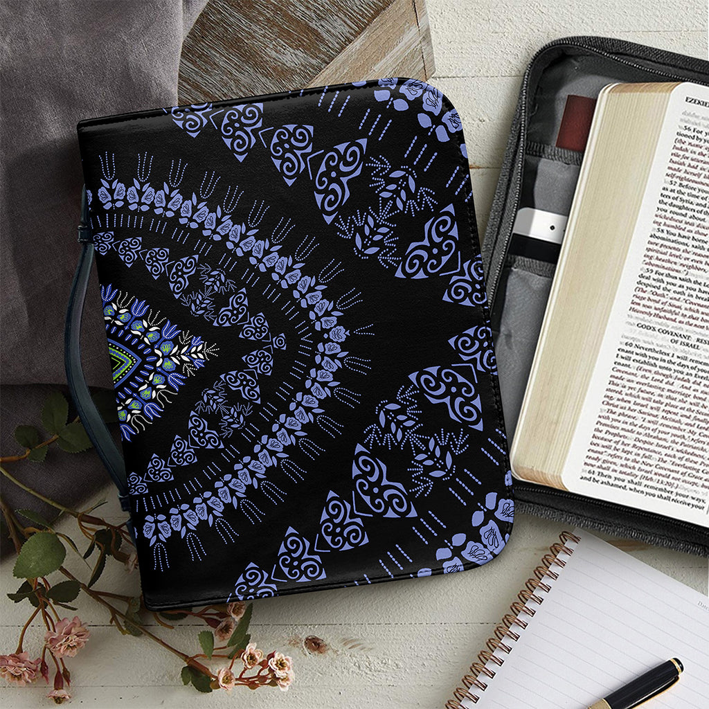 Blue And Black African Dashiki Print Leather Bible Cover