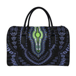 Blue And Black African Dashiki Print Leather Duffle Bag
