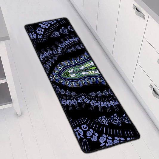 Blue And Black African Dashiki Print Long Kitchen Mat
