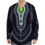 Blue And Black African Dashiki Print Long Sleeve Baseball Jersey