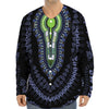 Blue And Black African Dashiki Print Long Sleeve Baseball Jersey