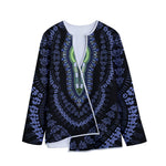 Blue And Black African Dashiki Print Long Sleeve Short Coat