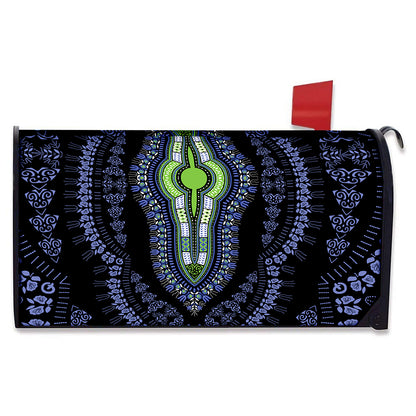 Blue And Black African Dashiki Print Mailbox Cover