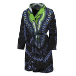 Blue And Black African Dashiki Print Men's Bathrobe