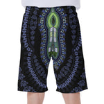 Blue And Black African Dashiki Print Men's Beach Shorts