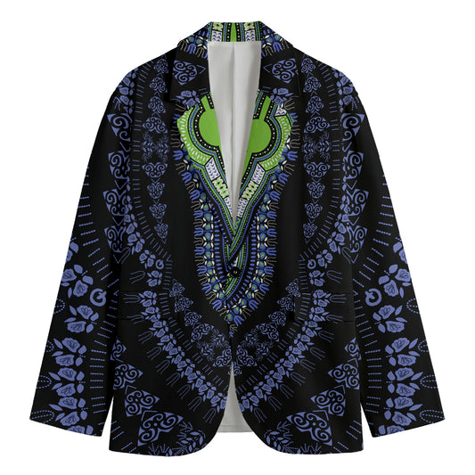 Blue And Black African Dashiki Print Men's Blazer