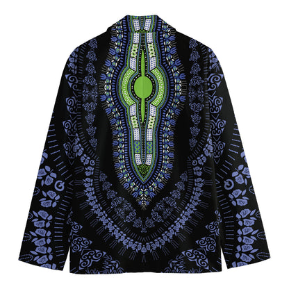 Blue And Black African Dashiki Print Men's Blazer