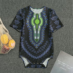 Blue And Black African Dashiki Print Men's Bodysuit