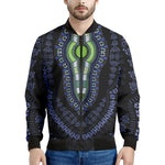 Blue And Black African Dashiki Print Men's Bomber Jacket