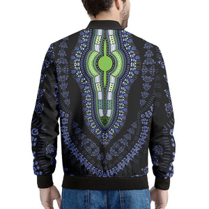 Blue And Black African Dashiki Print Men's Bomber Jacket