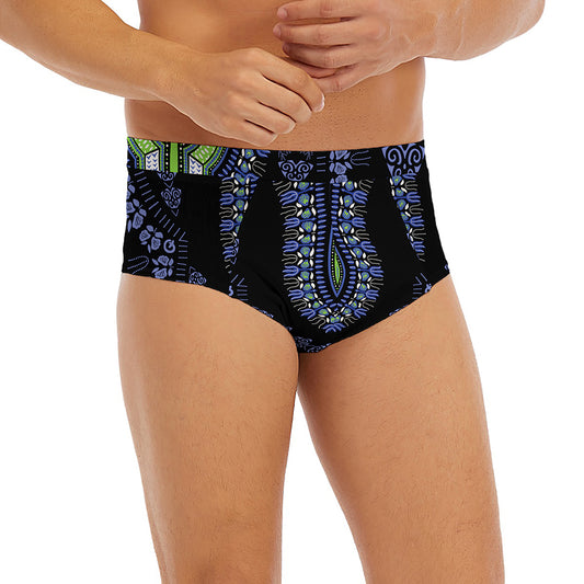Blue And Black African Dashiki Print Men's Briefs