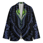 Blue And Black African Dashiki Print Men's Cotton Blazer