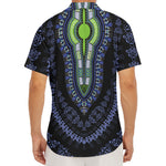 Blue And Black African Dashiki Print Men's Deep V-Neck Shirt
