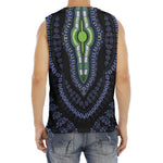 Blue And Black African Dashiki Print Men's Fitness Tank Top