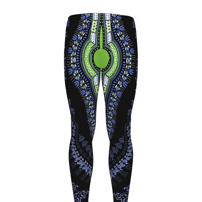 Blue And Black African Dashiki Print Men's leggings