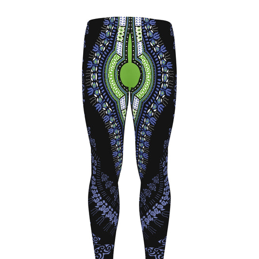 Blue And Black African Dashiki Print Men's leggings