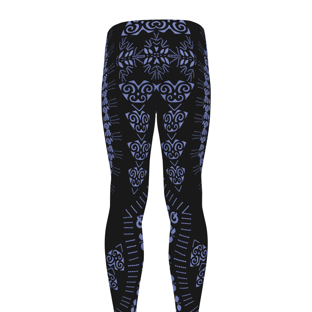 Blue And Black African Dashiki Print Men's leggings