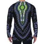 Blue And Black African Dashiki Print Men's Long Sleeve T-Shirt