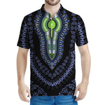 Blue And Black African Dashiki Print Men's Polo Shirt