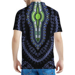 Blue And Black African Dashiki Print Men's Polo Shirt