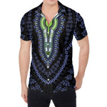 Blue And Black African Dashiki Print Men's Shirt