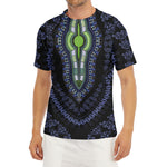 Blue And Black African Dashiki Print Men's Short Sleeve Rash Guard