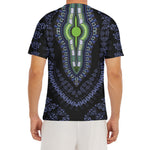 Blue And Black African Dashiki Print Men's Short Sleeve Rash Guard