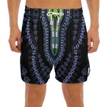 Blue And Black African Dashiki Print Men's Split Running Shorts