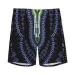 Blue And Black African Dashiki Print Men's Sports Shorts
