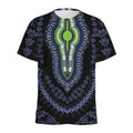 Blue And Black African Dashiki Print Men's Athletic T-Shirt