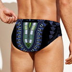 Blue And Black African Dashiki Print Men's Swim Briefs