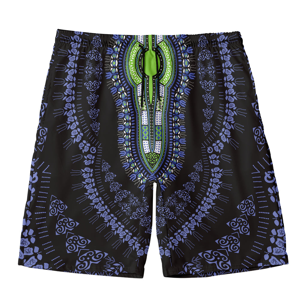Blue And Black African Dashiki Print Men's Swim Trunks