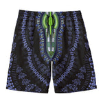 Blue And Black African Dashiki Print Men's Swim Trunks