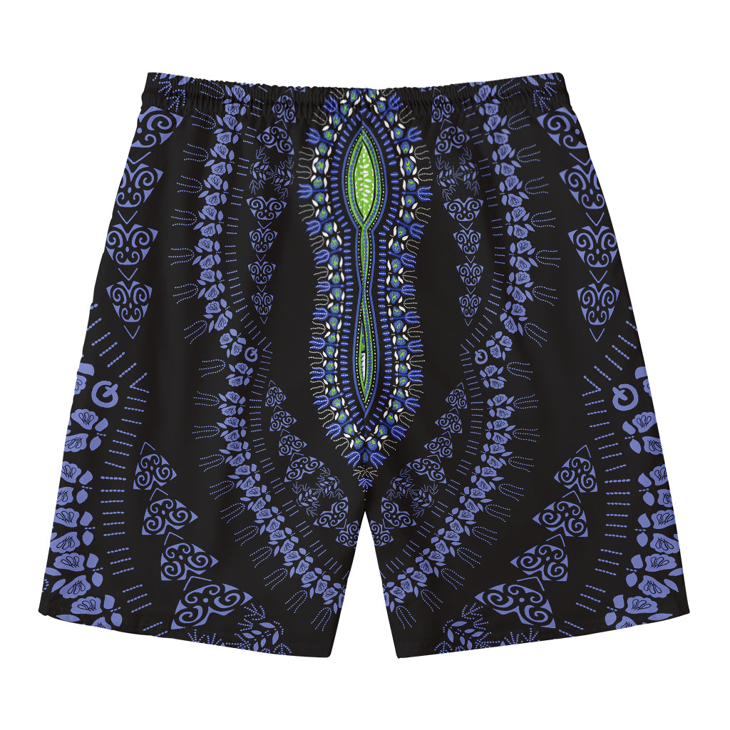 Blue And Black African Dashiki Print Men's Swim Trunks