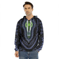 Blue And Black African Dashiki Print Men's Velvet Pullover Hoodie