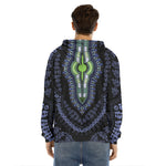 Blue And Black African Dashiki Print Men's Velvet Pullover Hoodie