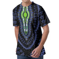 Blue And Black African Dashiki Print Men's Velvet T-Shirt