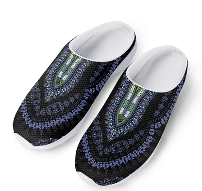 Blue And Black African Dashiki Print Mesh Casual Shoes