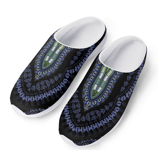 Blue And Black African Dashiki Print Mesh Casual Shoes