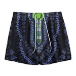 Blue And Black African Dashiki Print Mesh Shorts