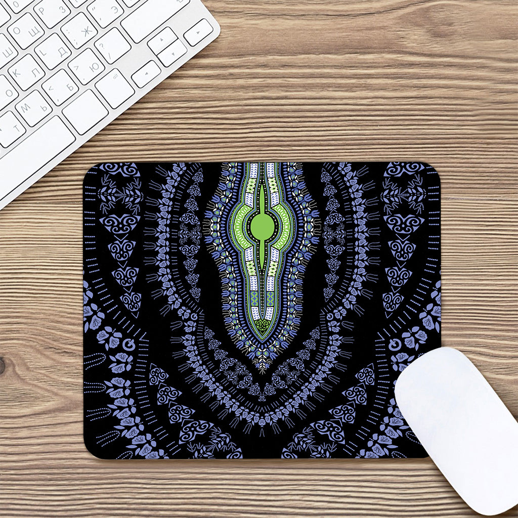 Blue And Black African Dashiki Print Mouse Pad