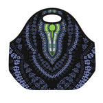 Blue And Black African Dashiki Print Neoprene Lunch Bag