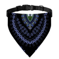 Blue And Black African Dashiki Print Over The Collar Dog Bandana