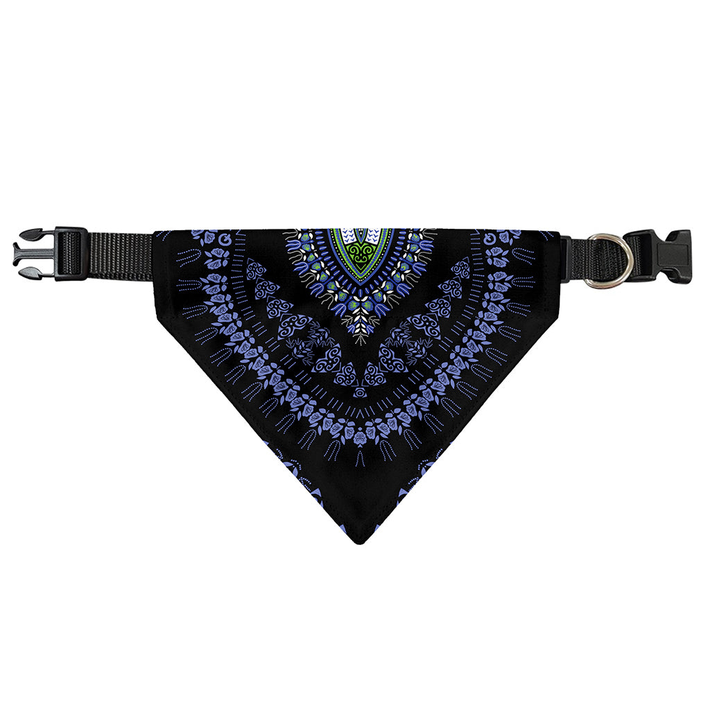 Blue And Black African Dashiki Print Over The Collar Dog Bandana