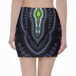 Blue And Black African Dashiki Print Pencil Mini Skirt