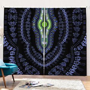 Blue And Black African Dashiki Print Pencil Pleat Curtains