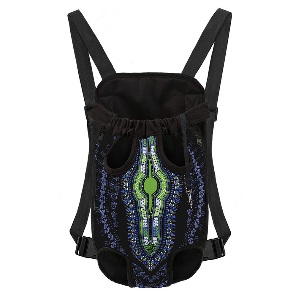 Blue And Black African Dashiki Print Pet Carrier Backpack